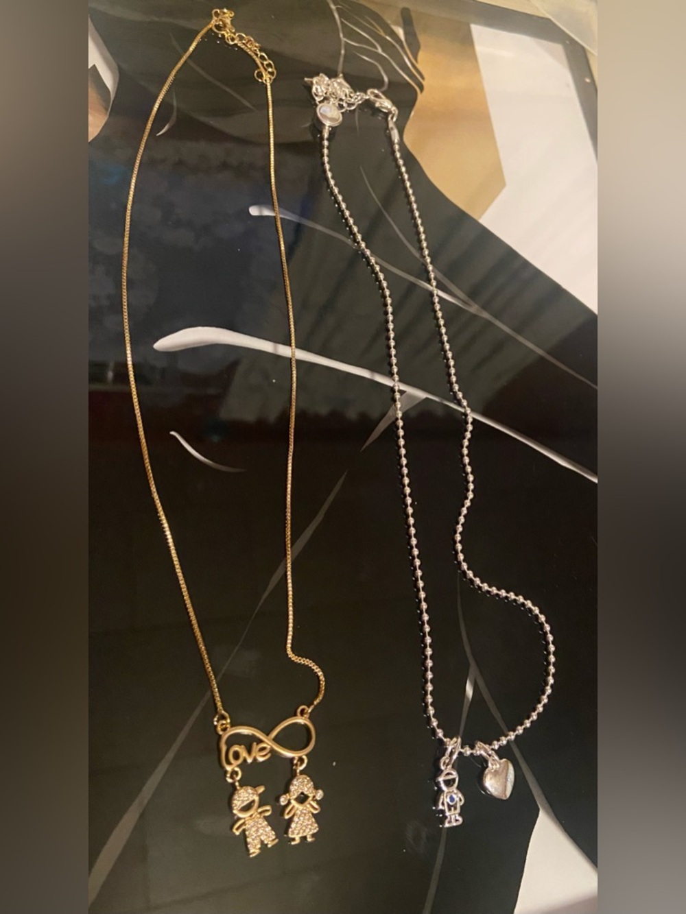 Gold and Silver Girl & Boy Pendant Necklaces - Dainty- #23